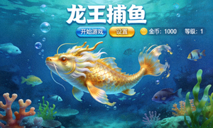 龙王捕鱼游戏界面，展示龙形鱼类和海底场景
