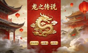龙之传说新游戏界面，展示龙形符号和中国风场景