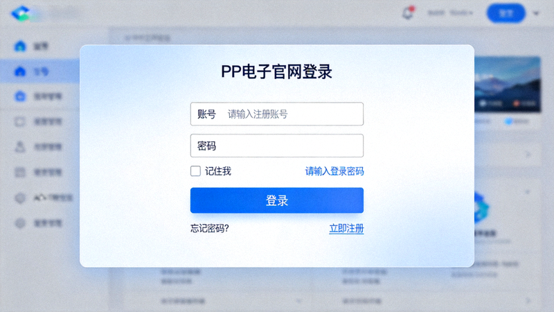 PP电子官网登录表单截图，展示需要输入的登录信息