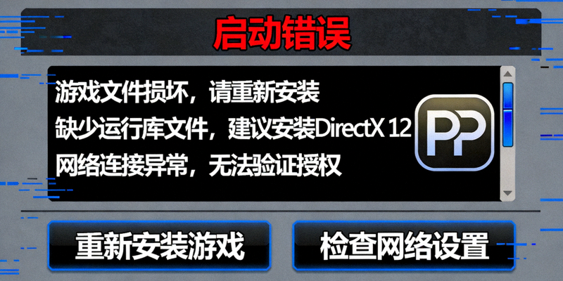 PP电子游戏启动错误提示截图，展示游戏无法启动时的常见错误信息