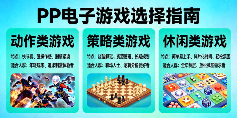PP电子游戏选择指南，展示不同类型游戏的特点和适合人群