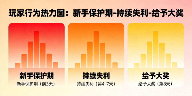 新手保护期到持续失利再到给予大奖的玩家行为热力图